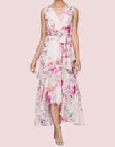 Sl Fashions Women's Floral-Print Chiffon High-Low Dress Size14US Pink/Wh... - $42.08