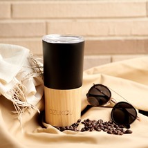 Coffee Mug | Bamboo Steel Tumbler | Black | 470 ml | Double Layered Insulation | - £22.41 GBP