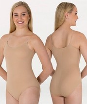 Body Wrappers 260 Women&#39;s Size Large Nude Camisole Leotard w/ Clear Adj. Straps - £21.35 GBP