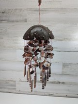 Vintage Seashell Wind Chime Coconut Shell Ocean Beach House Coastal Cottage 10&quot; - £12.70 GBP