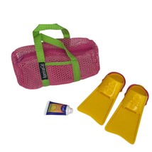 American Girl Scuba gear, 3 piece set Flippers Sunscreen Mesh Bag - $15.83