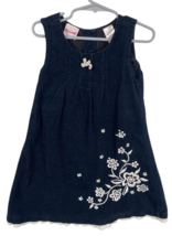 Nannette Lepore Dress Girls 5 Black Corduroy White Floral Vintage 90s Y2... - $23.57