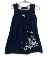 Nannette Lepore Dress Girls 5 Black Corduroy White Floral Vintage 90s Y2... - $441.54 MXN