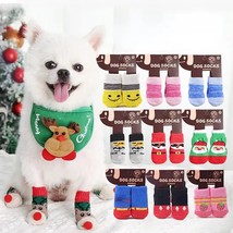 Pet Non-slip Socks: Indoor Warm Dog/Cat Christmas Foot Cover Shoes - Small Dog - £12.24 GBP