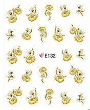 Nail Art 3D Decal Stickers white yellow chamomile flowers E132 - £2.50 GBP