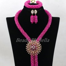 Fuchsia African Beads Jewelry Set Nigerian Wedding African Beads for Brides Part - £38.50 GBP