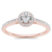 Authenticity Guarantee 
14K Rose Gold 0.50 Ct Natural Diamond Halo Engagement... - £639.35 GBP