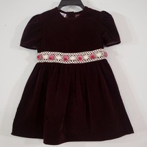 The Little Trotter Burgundy Wine Vintage Velvet Dress Occasion Holiday Party 5 - £14.90 GBP