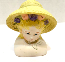 Vintage 1991 Daisy Kingdom Plastic Doll Head With Bonnet 3.5 inches - £10.12 GBP