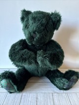 20” Vermont Teddy Bear Special Edition Classic Christmas Plaid Bear Dark Green - $93.14