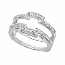 0.50 KT Diamanti Finti 925 Argento Anniversario Matrimonio Enhancer Guard Anello - £218.18 GBP
