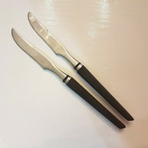 Black Handle Japan Knife LOT of 2 simulated wood stainless steel band on... - £13.95 GBP