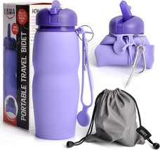 Lisha Portable Bidet For Travel, Peri Bottle, Rolls-Up, And Clip (Purple). - £29.99 GBP