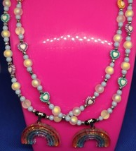 Pastel Heart Acrylic Rainbow Pendant Necklace - £5.55 GBP