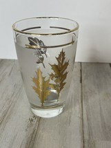 Vintage Libbey Golden Foliage  4.5&quot; Tall Leaf Leaves Libby Drink Water Short Gla - £5.31 GBP