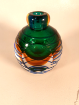 Vintage Fifth Avenue Handmade Glass Bud Vase, Stunning Colors, 5&quot;T - £21.39 GBP