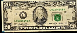 U S $20 Bill  L San Francisco Federal Reserve Note Vintage Money 1993 - $30.00
