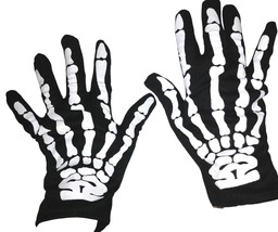 Gothic Punk Rocker Skeleton Hand Bone Gloves Cosplay Halloween Costume Accessory - £5.30 GBP