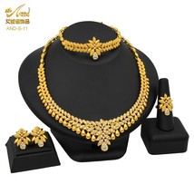 ANIID African Jewelry Set Big Necklace Dubai Ethiopian Gold Color Jewelery Earri - £34.77 GBP