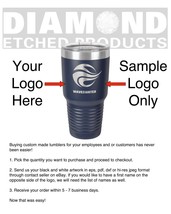 ENGRAVED Custom Personalized Name/Logo 30oz Stainless Steel Tumbler Navy Blue - £18.84 GBP