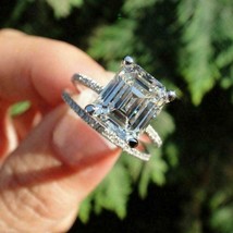 4Ct Émeraude Simulé Diamant Mariage Fiançailles Bague 14K Plaqué or Blanc - £95.27 GBP