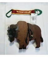 Montana Travel Souvenirs Wood Buffalo And Mini Lanyard Bottle Key - £6.31 GBP