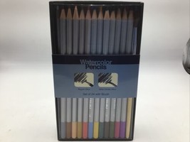 Watercolor Colored Pencils Set Barnes And Noble 24 Piece w Brush Set New... - $26.45