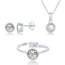 &quot;April Birthstone&quot; Sterling Silver White Topaz Set - £118.89 GBP