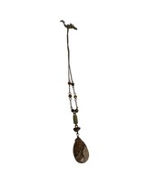 lia sophia Costume Necklace Browns on gold tone stone pendant 7.5 drop - $205.51 MXN