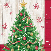 Vintage Christmas Tree 16 Ct Lunch Napkins - £3.47 GBP