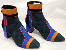 PIERRE HARDY Booties in Blues, Red and Camel in Suede &amp; Patent Leather N... - $699.99