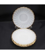4 Shell Swirl Saucers/Plates Anchor Hocking Fire King Ware White Glass G... - £43.06 GBP