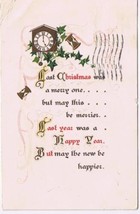 Holiday Postcard Embossed Christmas Happy New Year 1911 - £1.69 GBP