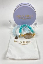 Kinsley Armelle Baby Blue Stone &amp; Aqua Bead Stone Bracelets, Wh Bag Lilac Tin - £44.55 GBP