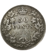 Canada 50 cents 1894 - Portrait du lauréat de la reine Victoria (issue d... - $18.69 CAD