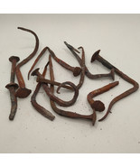 Old rusty forged nails from old wooden house. Set of 10 rusty nails - $31.46 CAD