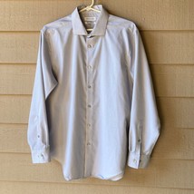 Calvin Klein Button Shirt Mens L 16 32/33 Light Gray Infinite Non-Iron Oeko-Tex - £11.18 GBP