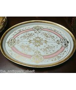CZECH Vanity Tray signed PRAG, pink gold and flowers OVAL ORIGINAL [87] - $170.69 CAD