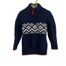 Mini Boden Navy Blue Quarter Zip Wool Knit Sweater 4-5 - £20.40 GBP
