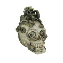 Steampunk Gear Head Skeleton Skull Figurine Decorative Punk Home Decor Sculpture - £24.10 GBP