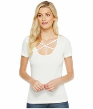 Splendid Short Sleeve Crisscross Tee - Women&#39;s Size S, White - Super Soft - £19.60 GBP