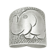 Chubby Elephant Smile Thai Karen Hill Tribe Wrap Fine Silver Ring - $27.71