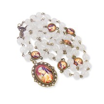 Nazareth Store Our Lady of Sorrows Clear Agate Stone Beads Rosary Solid ... - $21.80