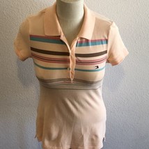 Tommy Hilfiger Womens Button Down Polo Shirt Size Petite Small Ps Salmon Pink - £6.35 GBP
