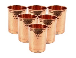 Indian Art Villa Hammered Copper Glass Tumbler, Drinkware &amp; Serveware, Yoga, 280 - £47.01 GBP
