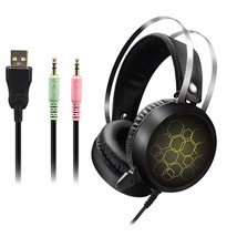  Stereo wired gaming headphones game headset over ear - Yellow - $20.56