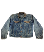 Expressions Jean Jacket Men&#39;s Medium ? Leather Trim Vintage 80&#39;s All Ove... - £28.15 GBP