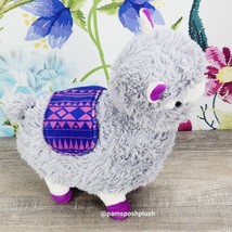 Kellytoy Gray Llama Alpaca Plush 12&quot; with Blanket Saddle Stuffed Animal  - £7.90 GBP