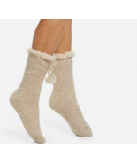 UGG Socks Nessie Cozy Tasseled Fleece Crochet Knit Oatmeal Mauve Sangria... - $1,035.68 MXN
