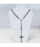 Catholic Rosary Vintage Blue Carnival Glass Bead Virgin Mary Crucifix Italy - €36,33 EUR